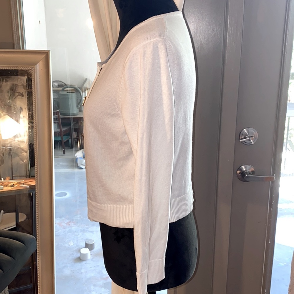 Calvin Klein small ivory cardigan sweater business casual dainty ladies top - Picture 2 of 8